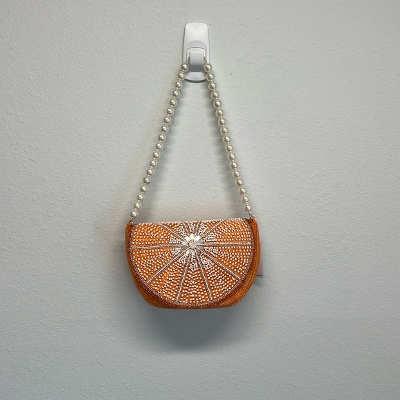 A&B Limited Edition |Orange Slice Beaded Bag w/ Pearl Strap - Picture 3 of 9